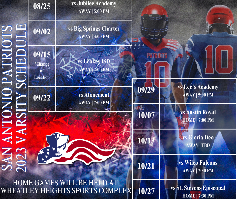 2023 San Antonio Patriots Varsity Football Schedule (1)